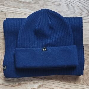 Navy Knit Beanie and Scarf Set
